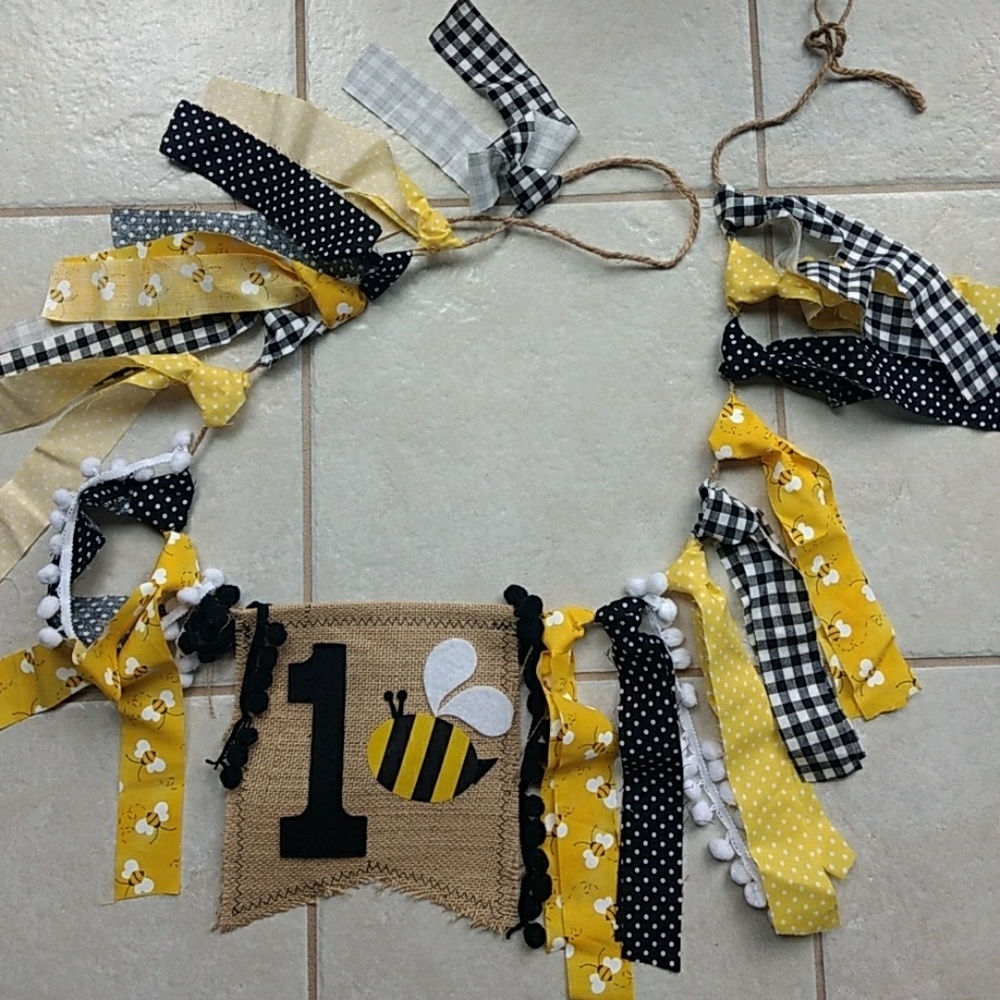 1st birthday bumble bee highchair decoration